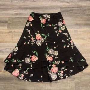 Lauren Ralph Lauren Petite 10P Silk Floral Tiered Maxi Skirt